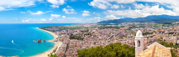 stock image Panoramic aerial view of Blanes in Costa Brava in a beautiful summer day, Spain