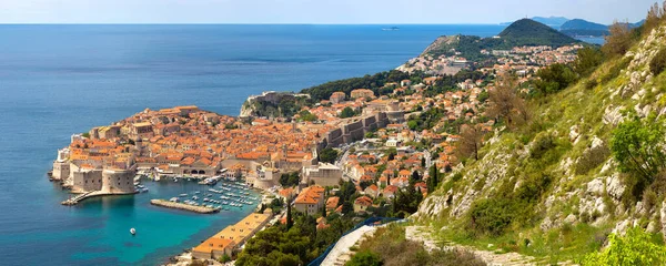 Panoráma Régi Város Dubrovnik Egy Gyönyörű Nyári Napon Horvátország — Stock Fotó