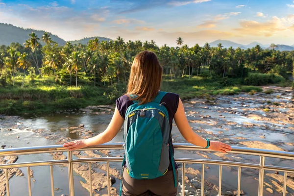 stock image Woman on the balcony in central Sri Lanka