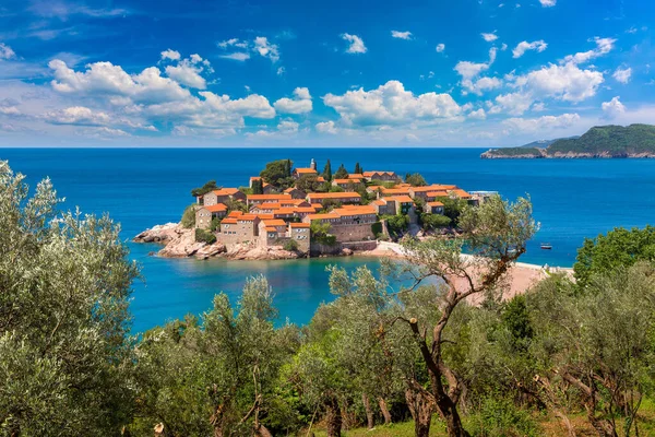 Insel Sveti Stefan Budva Einem Schönen Sommertag Montenegro — Stockfoto