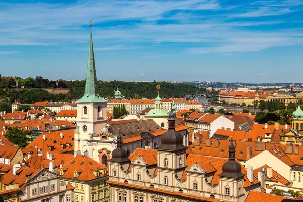 Vue Aérienne Panoramique Prague Par Une Belle Journée Été République — Photo