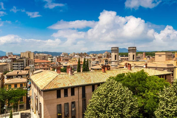 Panoramic Aerial View Girona Beautiful Summer Day Catalonia Spain — Stock Fotó