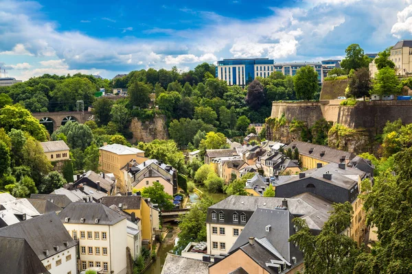 Panoramiczny Widok Lotu Ptaka Luksemburg Piękny Letni Dzień Luksemburg — Zdjęcie stockowe