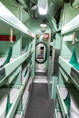 NEW YORK CITY, ABD - 29 Mart 2020: Denizaltı USS Growler New York City Intrepid Sea, Air and Space Museum, New York, ABD