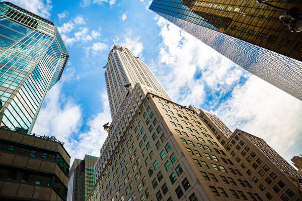 NEW YORK CITY, USA - MARCH 15, 2020: Facade of Chrysler building in Manhattan, New York City, USA