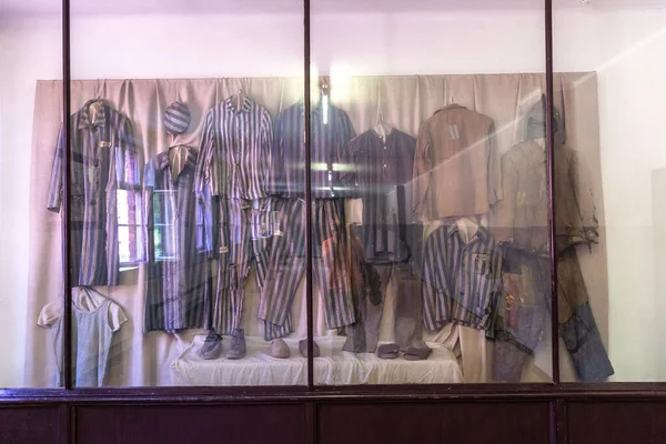 Oswiecim Poland September 2022 Exhibition Prisoners Clothes Auschwitz Concentration Camp — Stock Photo, Image