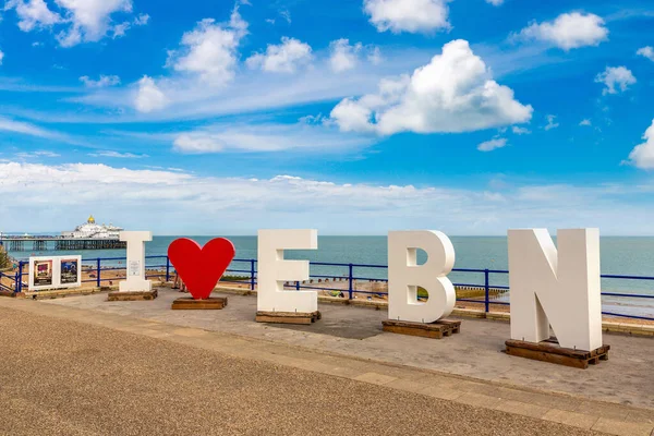 Eastbourne Storbritannien Juni 2022 Jag Älskar Eastbourne Skylt Eastbourne Stranden — Stockfoto