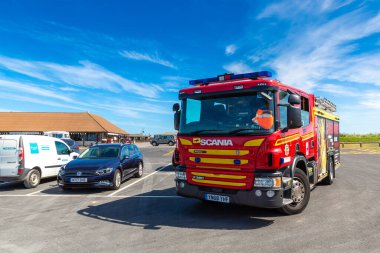 FLAMBOROUGH, İngiltere - 12 Haziran 2022: Flamborough 'da bir yaz günü, Yorkshire, İngiltere