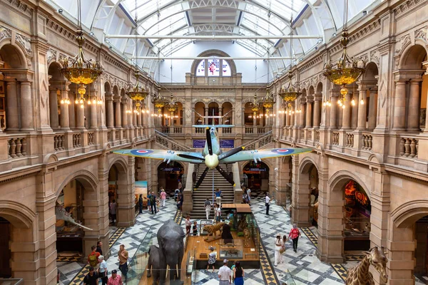 Glasgow June 2022 Interior Kelvingrove Art Gallery Museum Spitfire Plane — Stock Photo, Image