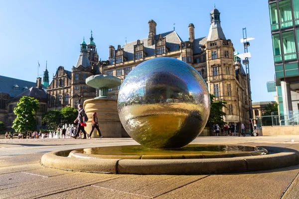 Sheffield Reino Unido Junio 2022 Las Esferas Escultura Acero Inoxidable — Foto de Stock