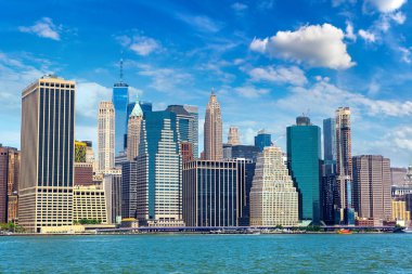 New York City, New York, ABD 'deki Manhattan şehir manzarasının panoramik görüntüsü