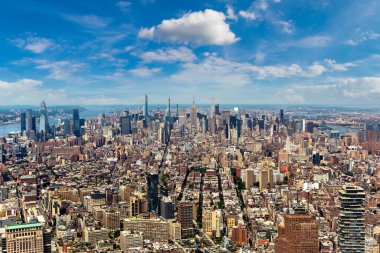 New York City, New York, ABD 'de Manhattan' ın panoramik hava manzarası