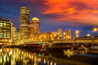 Boston şehir manzarasının panoramik görüntüsü, ABD