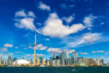 Güneşli bir günde Toronto 'nun panoramik manzarası, Ontario, Kanada