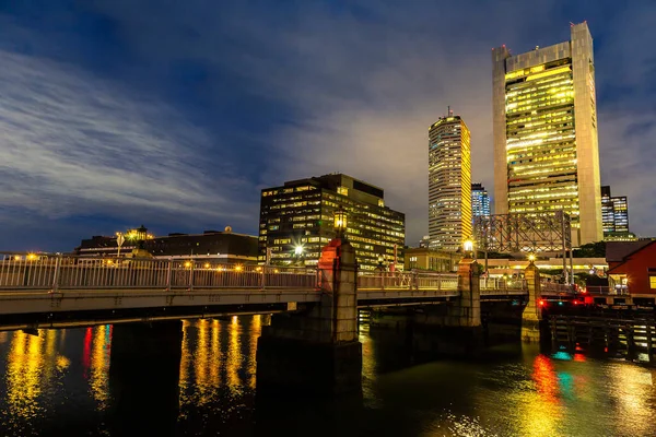 美国波士顿市夜景全景 — 图库照片