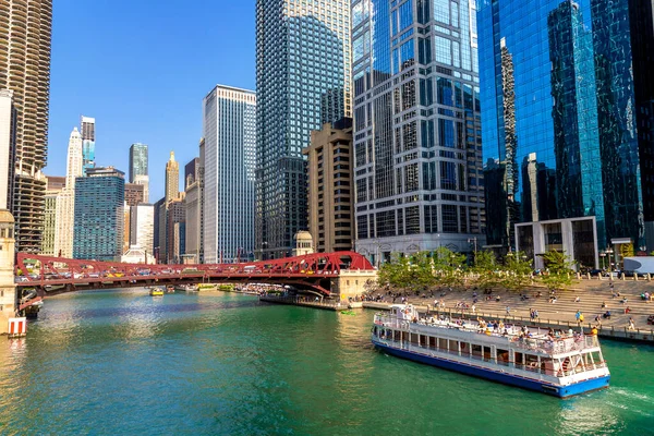 Sightseeing Cruise Chicago River Chicago Illinois Usa — Stock Photo, Image
