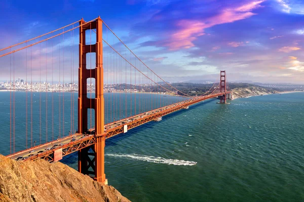 Vue Panoramique Golden Gate Bridge San Francisco Coucher Soleil Californie — Photo