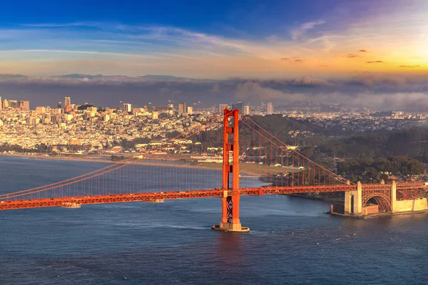 Golden Gate Köprüsü Nün San Francisco California Abd Günbatımında Panoramik — Stok fotoğraf