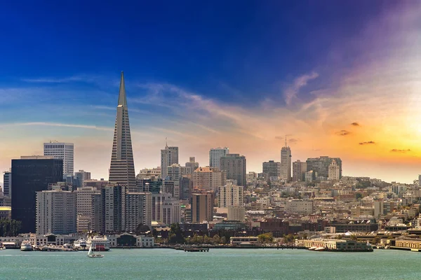 Widok Panoramiczny San Francisco Zachodzie Słońca Kalifornia Usa — Zdjęcie stockowe