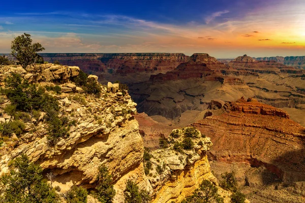 Grand Canyon National Park Incrível Pôr Sol Dramático Arizona Eua — Fotografia de Stock