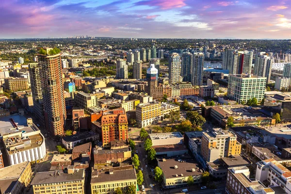 Воздушный Вид Деловой Район Ванкувера Закате Канада — стоковое фото