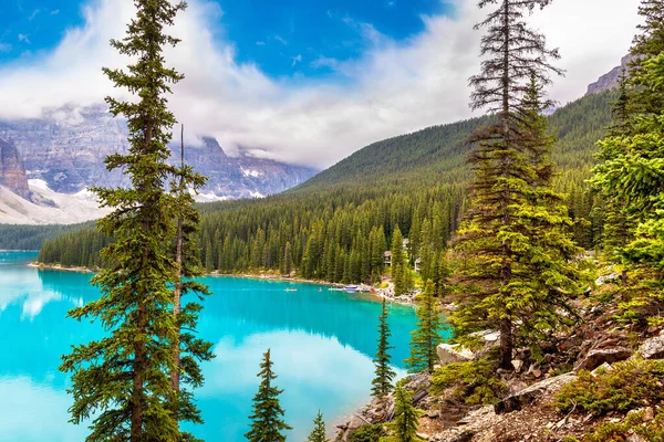 Panoramatický Výhled Jezero Moraine Národní Park Banff Kanady — Stock fotografie