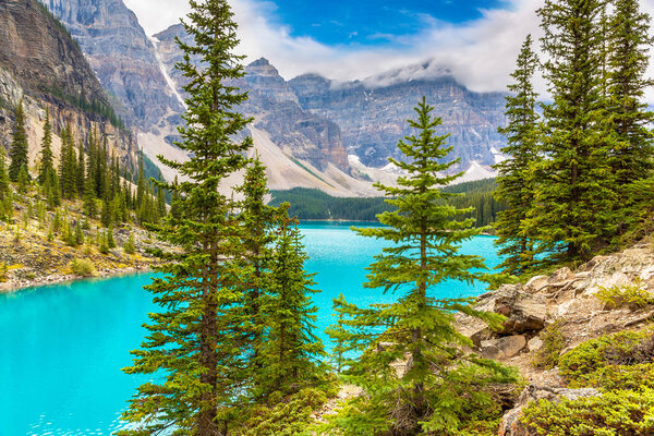 Panoramic view of Lake Moraine, Banff National Park Of Canada