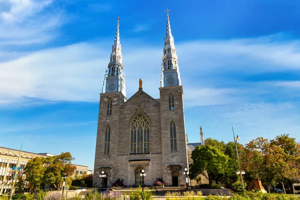 Catedral Notre Dame Basílica Ottawa Dia Ensolarado Canadá — Fotografia de Stock