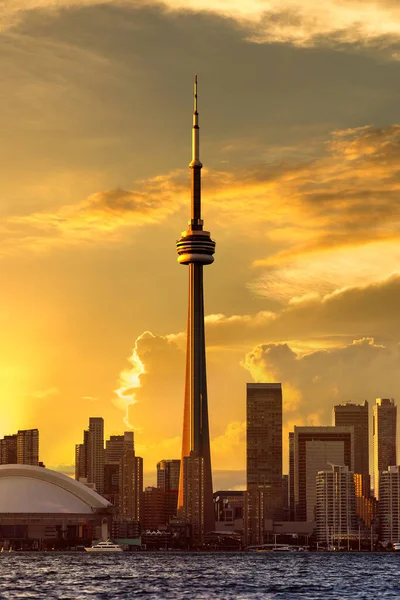 Panoramautsikt Över Toronto Skyline Vid Solnedgången Ontario Kanada — Stockfoto