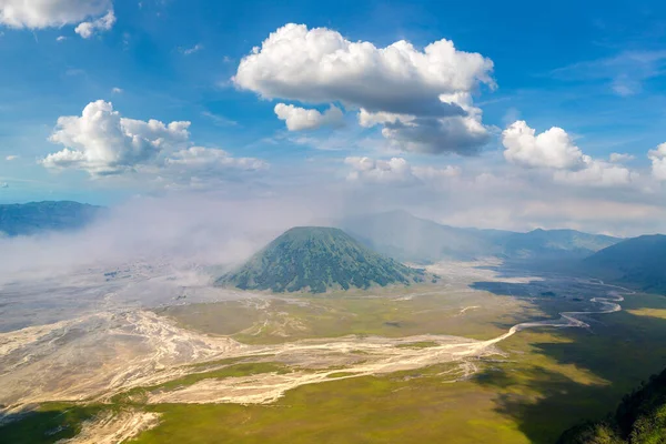 Volcanic Dust Volcano Bromo Java Island Indonesia Panoramic Aerial View — Stok fotoğraf