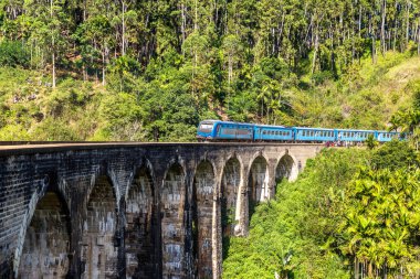 Old Train at Nine arch bridge in Sri Lanka in a sunny day