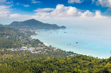 Tayland 'daki Koh Tao adasının panoramik hava manzarası