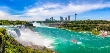 Amerika 'nın Niagara Şelalesi' ndeki Amerikan Şelalesi Panoraması.