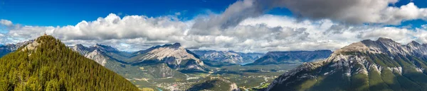 Panorama Aerial View Banff City Bow Valley Banff National Park — Stock Photo, Image