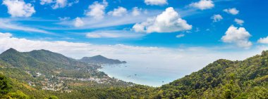 Tayland 'daki Koh Tao adasının Panoramik hava manzarası