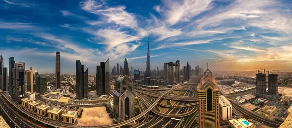 Flygfoto Över Centrala Dubai Sommarnatt Förenade Arabemiraten — Stockfoto