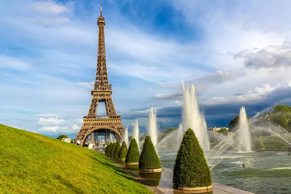 Eiffel Tower Fountains Trocadero Paris Sunset France — Stock Photo, Image