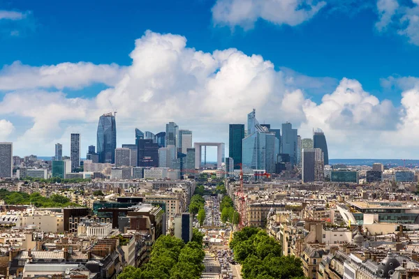 Воздушный Вид Триумфальной Арки Париж Авеню Шарля Голля Деловой Район — стоковое фото