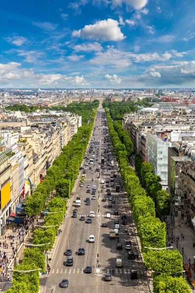 Panoramisch Uitzicht Vanuit Lucht Parijs Avenue Des Champs Elysees Vanaf — Stockfoto