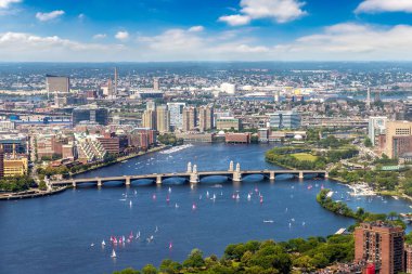 Boston, Massachusetts, ABD 'nin panoramik hava manzarası