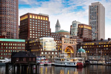 Boston şehir manzarasının panoramik görüntüsü, ABD