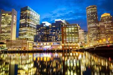 Boston şehir manzarasının panoramik görüntüsü, ABD
