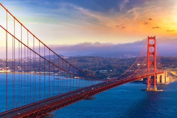 Golden Gate Köprüsü Nün San Francisco California Abd Günbatımında Panoramik — Stok fotoğraf
