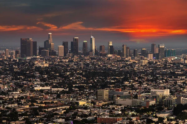Vedere Aeriană Panoramică Los Angeles Ului Noaptea California Sua — Fotografie, imagine de stoc