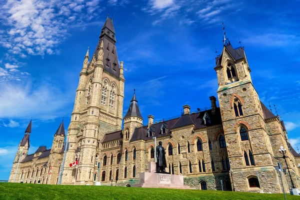 Zachodni Blok Parlamentu Kanadyjskiego Ottawie Wzgórzu Parlamentu Słoneczny Dzień Kanada — Zdjęcie stockowe