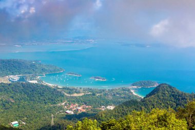 Malezya 'daki Langkawi adasının panoramik hava manzarası