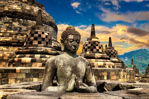 Templo Buddista Borobudur Cerca Ciudad Yogyakarta Java Central Indonesia — Foto de Stock