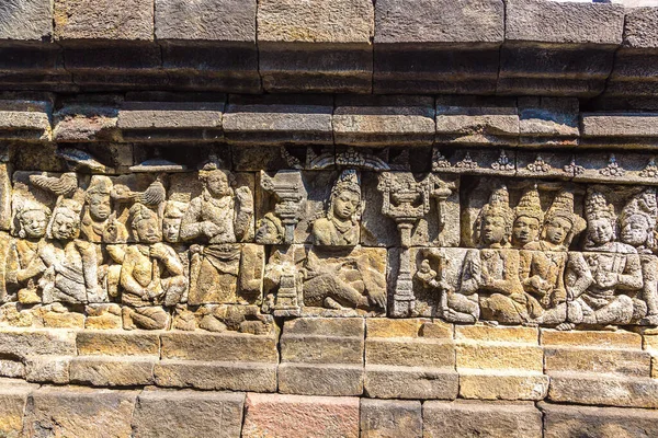 Relief Historical Carvings Buddist Temple Borobudur Yogyakarta City Jawa Środkowa — Zdjęcie stockowe