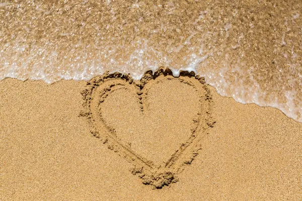 Heart Symbol Written Sandy Tropical Beach — Stock Photo, Image