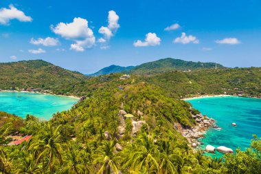 Tayland 'daki Koh Tao adasının panoramik hava manzarası